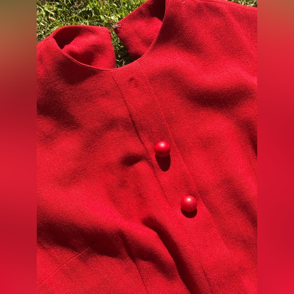 50s Vintage Red Knit Wiggle Dress with Long Sleeves - Picture 8 of 11